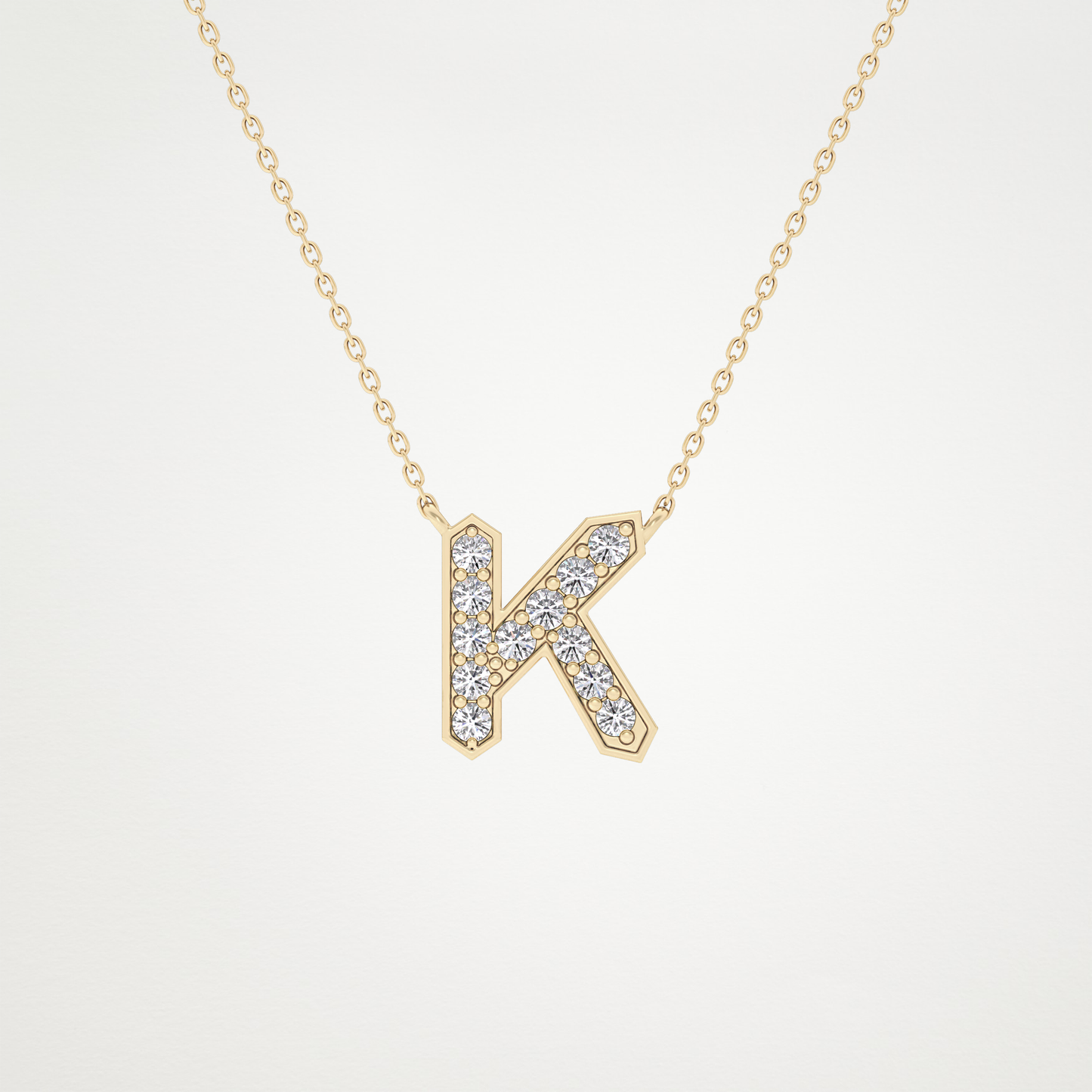 0.27 TCW Round Lab Grown Diamond K Initial Pendant Necklace