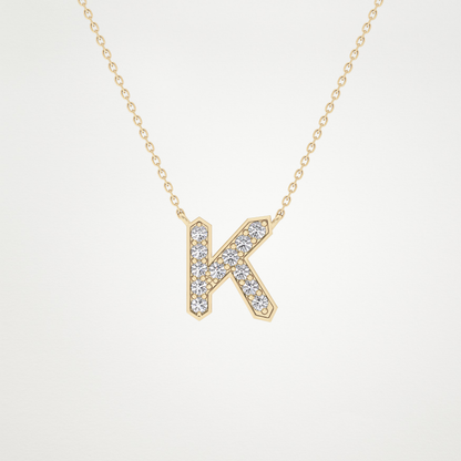 0.27 TCW Round Lab Grown Diamond K Initial Pendant Necklace