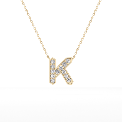 0.27 TCW Round Lab Grown Diamond K Initial Pendant Necklace