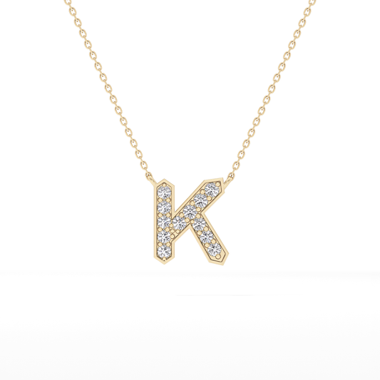 0.27 TCW Round Lab Grown Diamond K Initial Pendant Necklace
