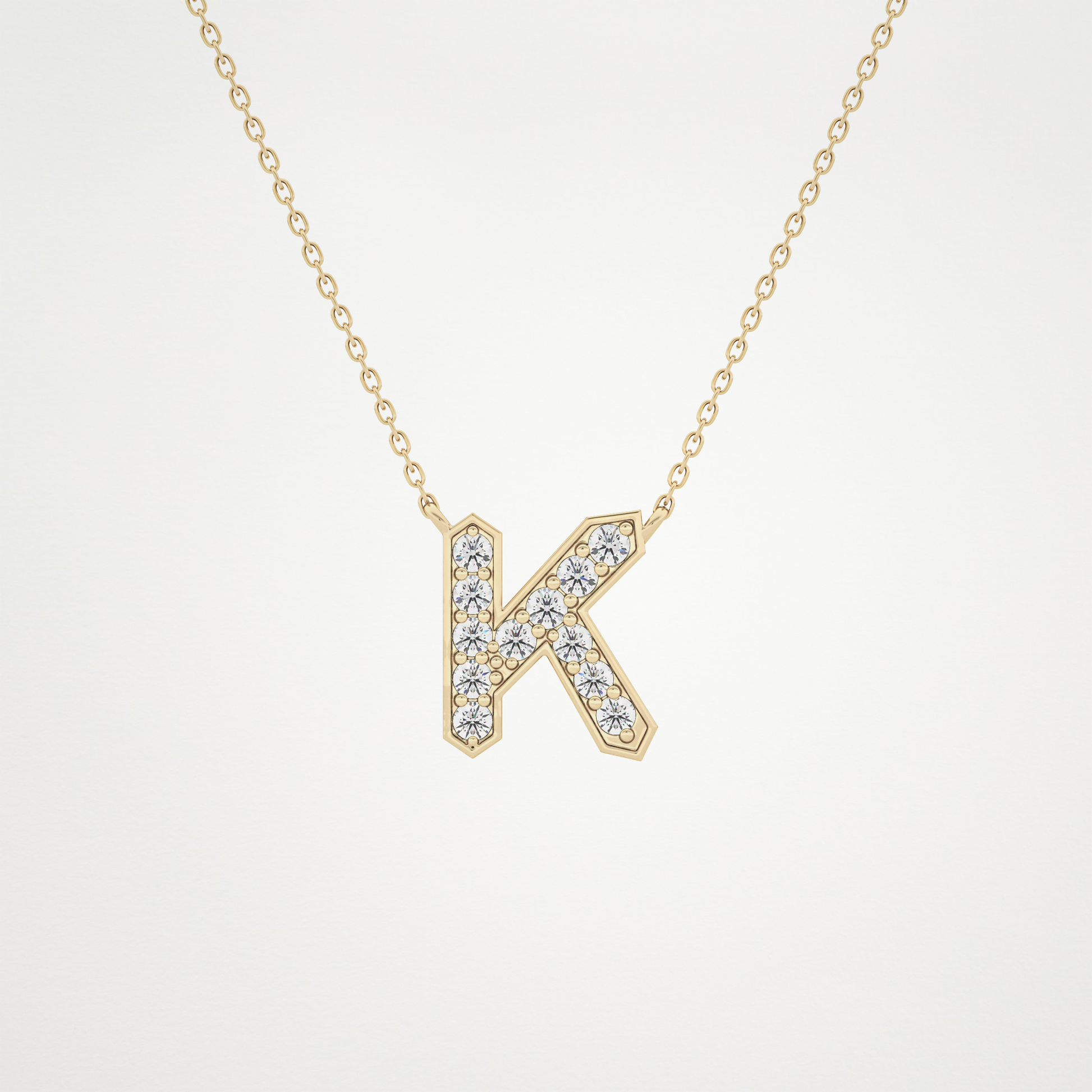 0.27 TCW Round Lab Grown Diamond K Initial Pendant Necklace