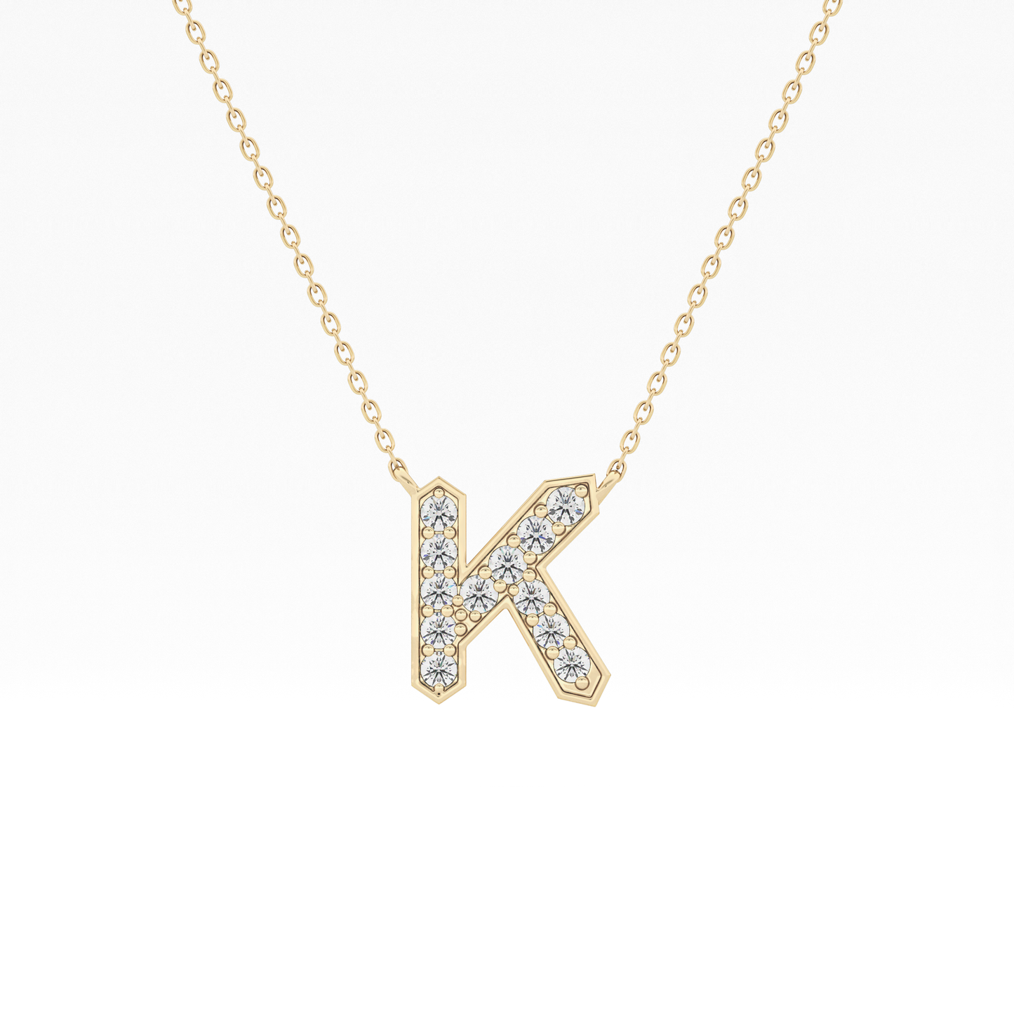 0.27 TCW Round Lab Grown Diamond K Initial Pendant Necklace
