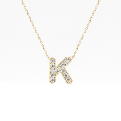 0.27 TCW Round Lab Grown Diamond K Initial Pendant Necklace
