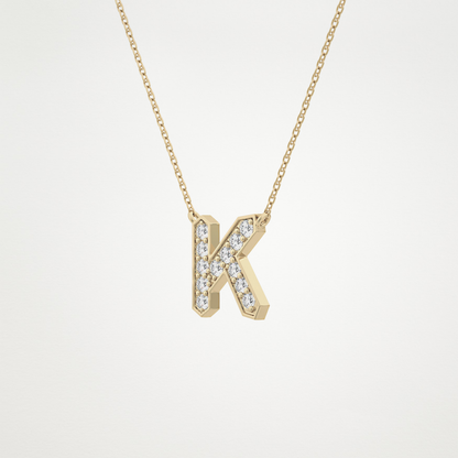 0.27 TCW Round Lab Grown Diamond K Initial Pendant Necklace