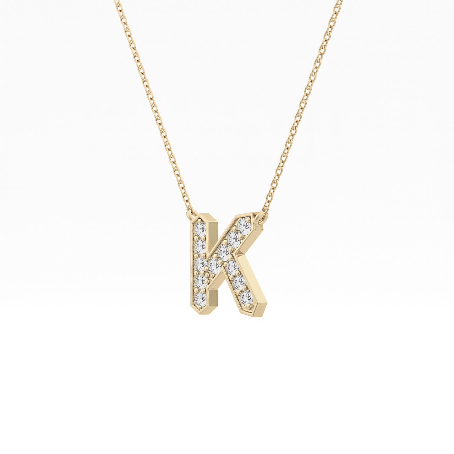 0.27 TCW Round Lab Grown Diamond K Initial Pendant Necklace