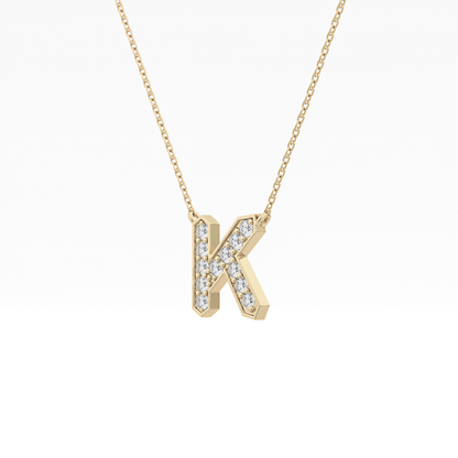 0.27 TCW Round Lab Grown Diamond K Initial Pendant Necklace