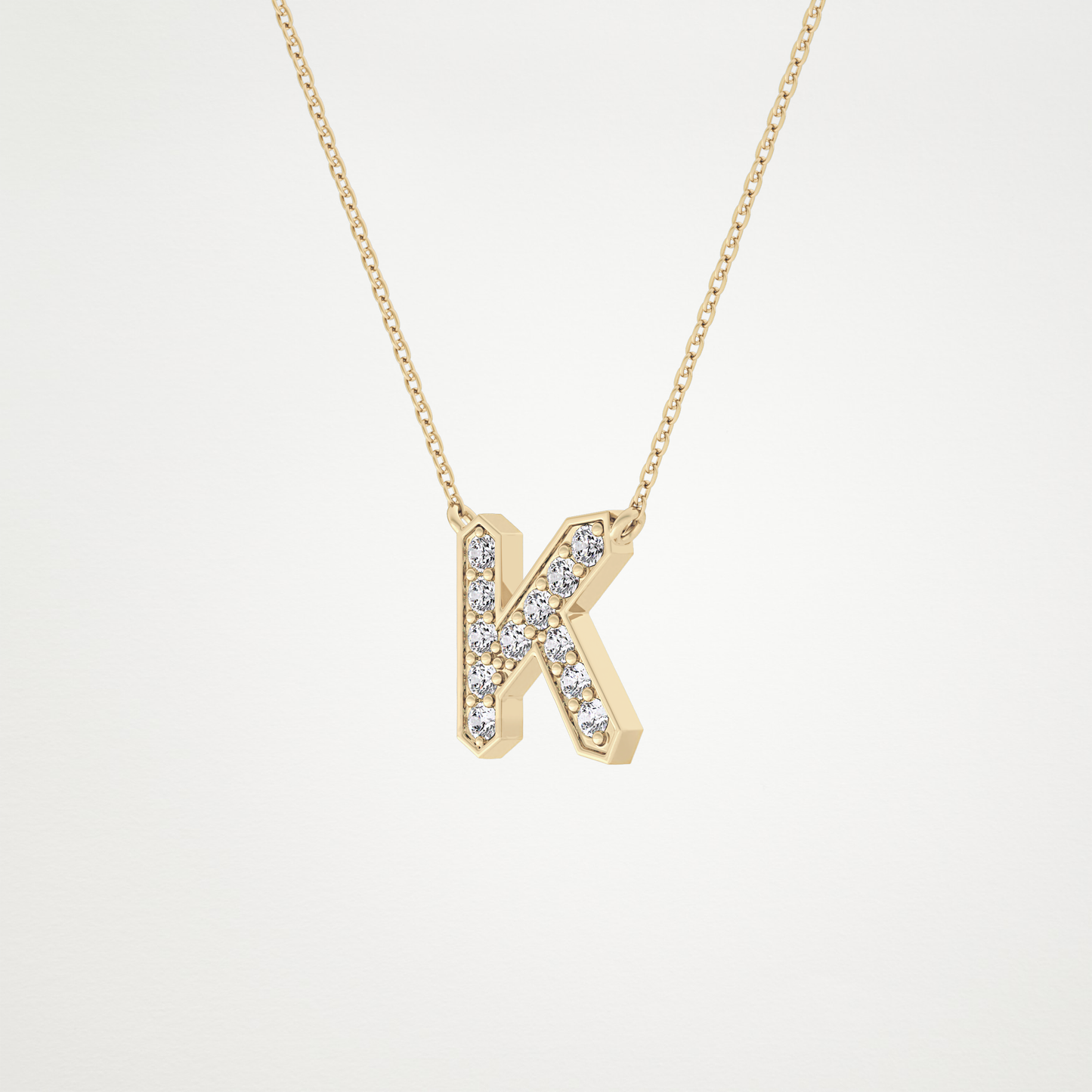 0.27 TCW Round Lab Grown Diamond K Initial Pendant Necklace