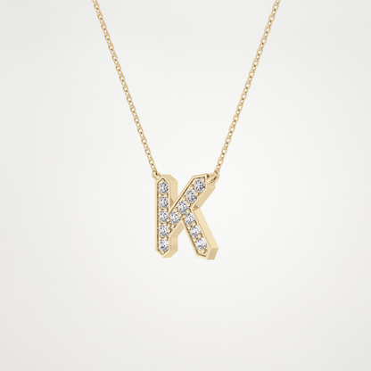 0.27 TCW Round Lab Grown Diamond K Initial Pendant Necklace