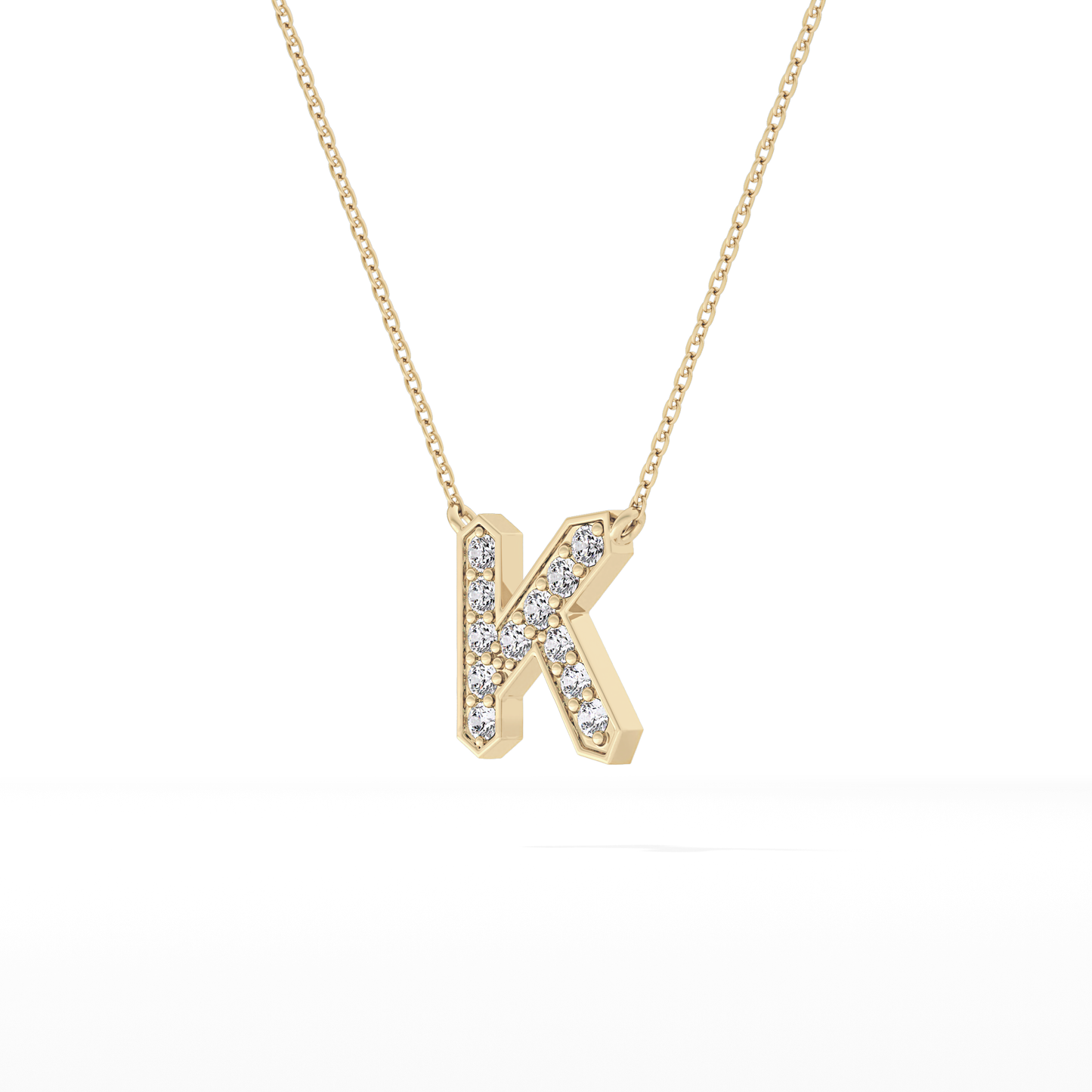 0.27 TCW Round Lab Grown Diamond K Initial Pendant Necklace