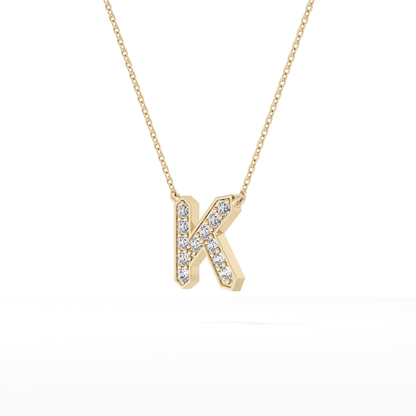 0.27 TCW Round Lab Grown Diamond K Initial Pendant Necklace