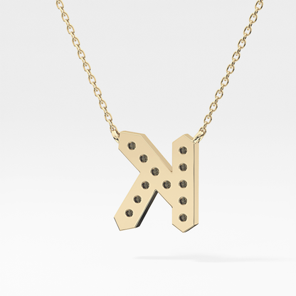 0.27 TCW Round Lab Grown Diamond K Initial Pendant Necklace