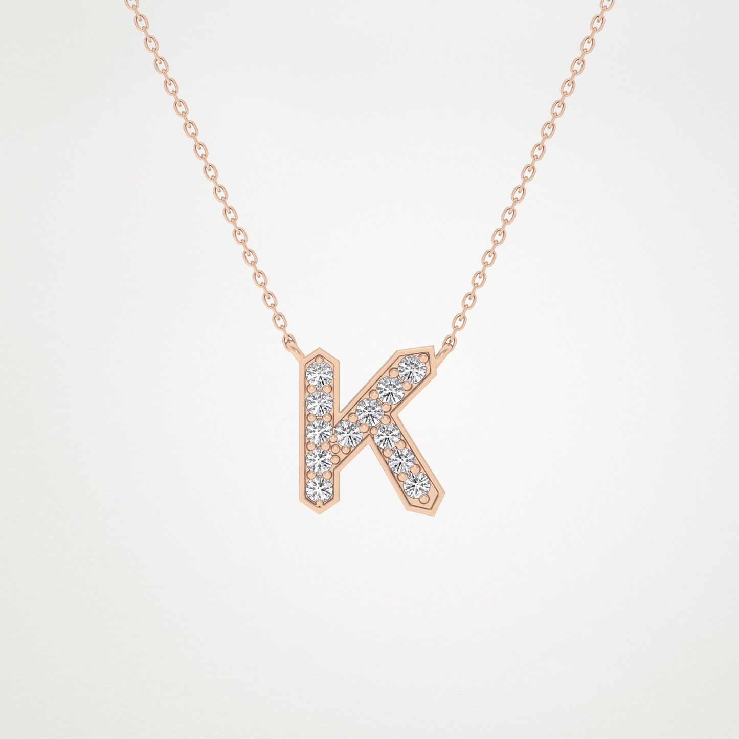 0.27 TCW Round Lab Grown Diamond K Initial Pendant Necklace
