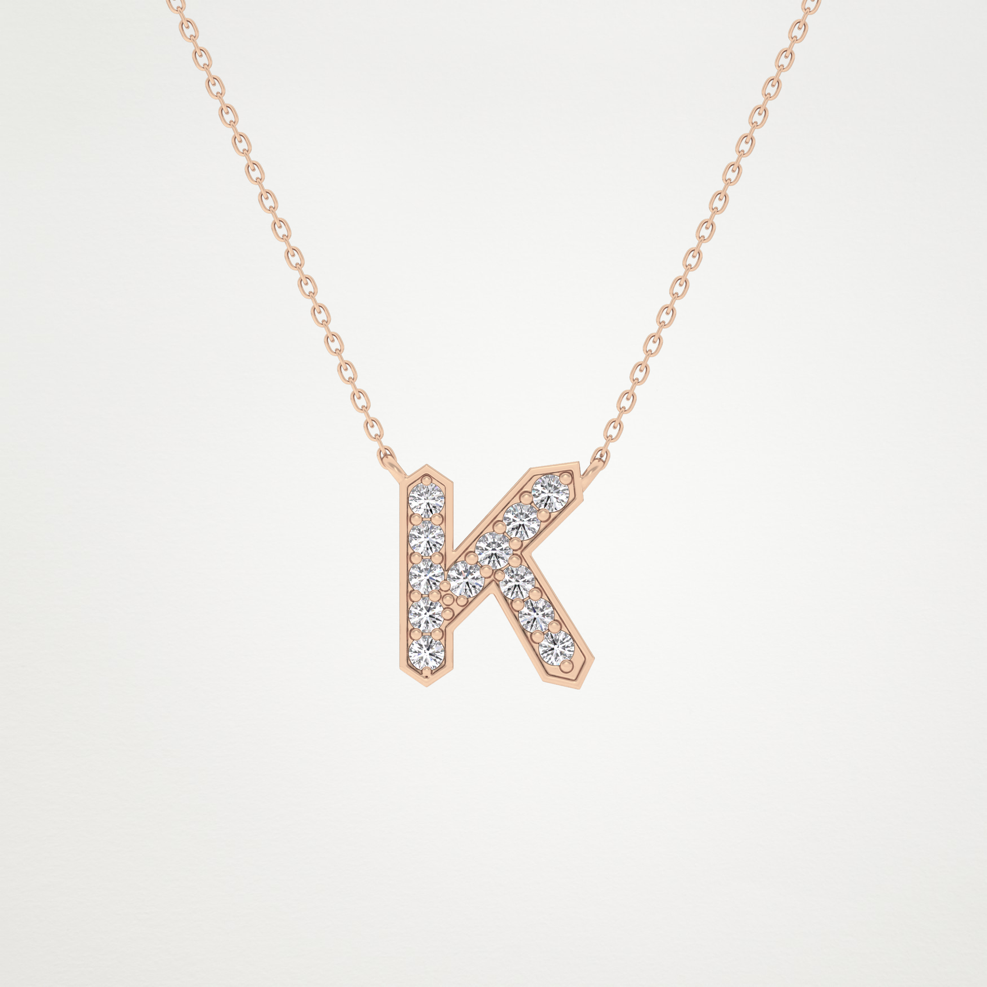 0.27 TCW Round Lab Grown Diamond K Initial Pendant Necklace