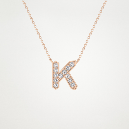 0.27 TCW Round Lab Grown Diamond K Initial Pendant Necklace