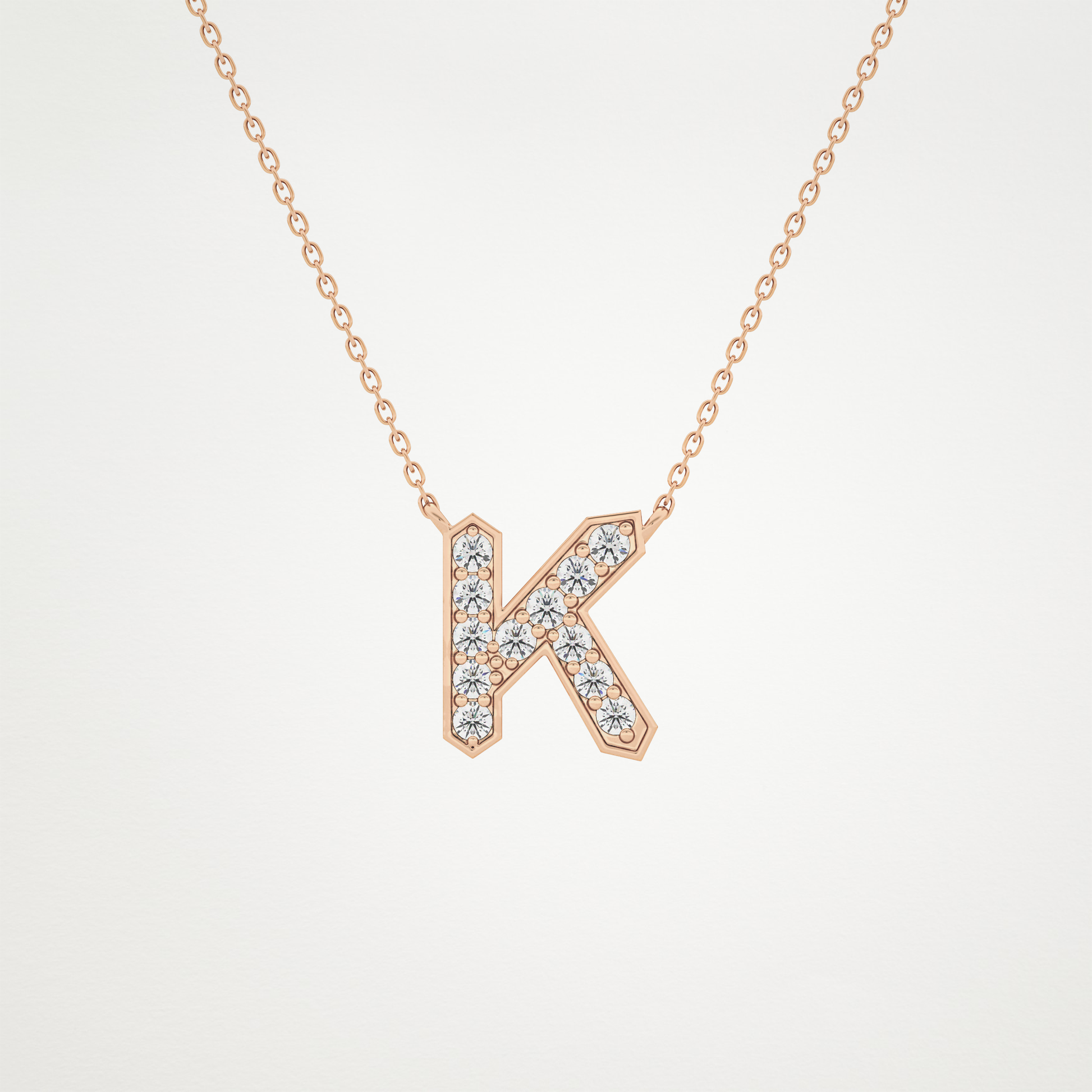 0.27 TCW Round Lab Grown Diamond K Initial Pendant Necklace
