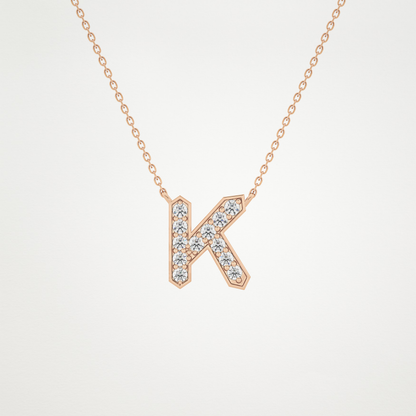 0.27 TCW Round Lab Grown Diamond K Initial Pendant Necklace