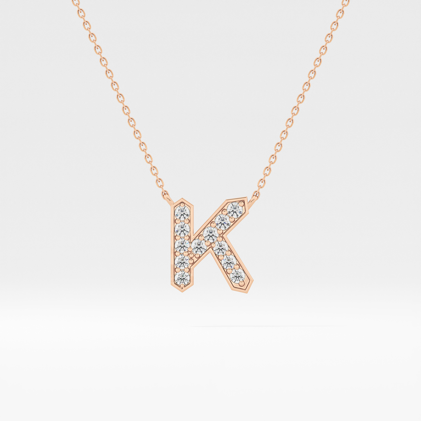 0.27 TCW Round Lab Grown Diamond K Initial Pendant Necklace