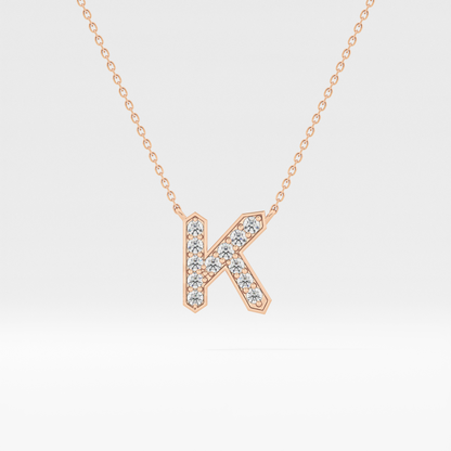 0.27 TCW Round Lab Grown Diamond K Initial Pendant Necklace