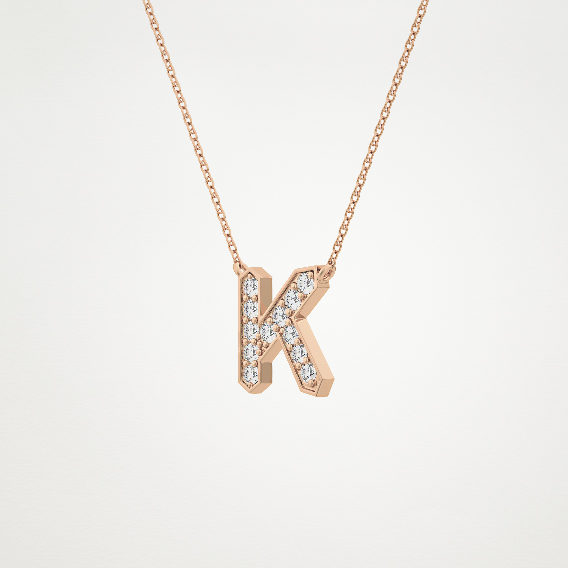 0.27 TCW Round Lab Grown Diamond K Initial Pendant Necklace
