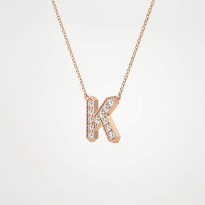 0.27 TCW Round Lab Grown Diamond K Initial Pendant Necklace