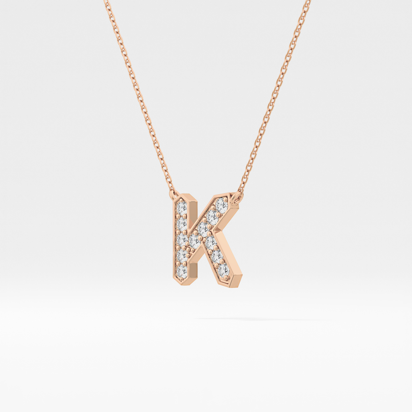 0.27 TCW Round Lab Grown Diamond K Initial Pendant Necklace