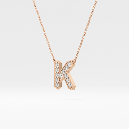 0.27 TCW Round Lab Grown Diamond K Initial Pendant Necklace