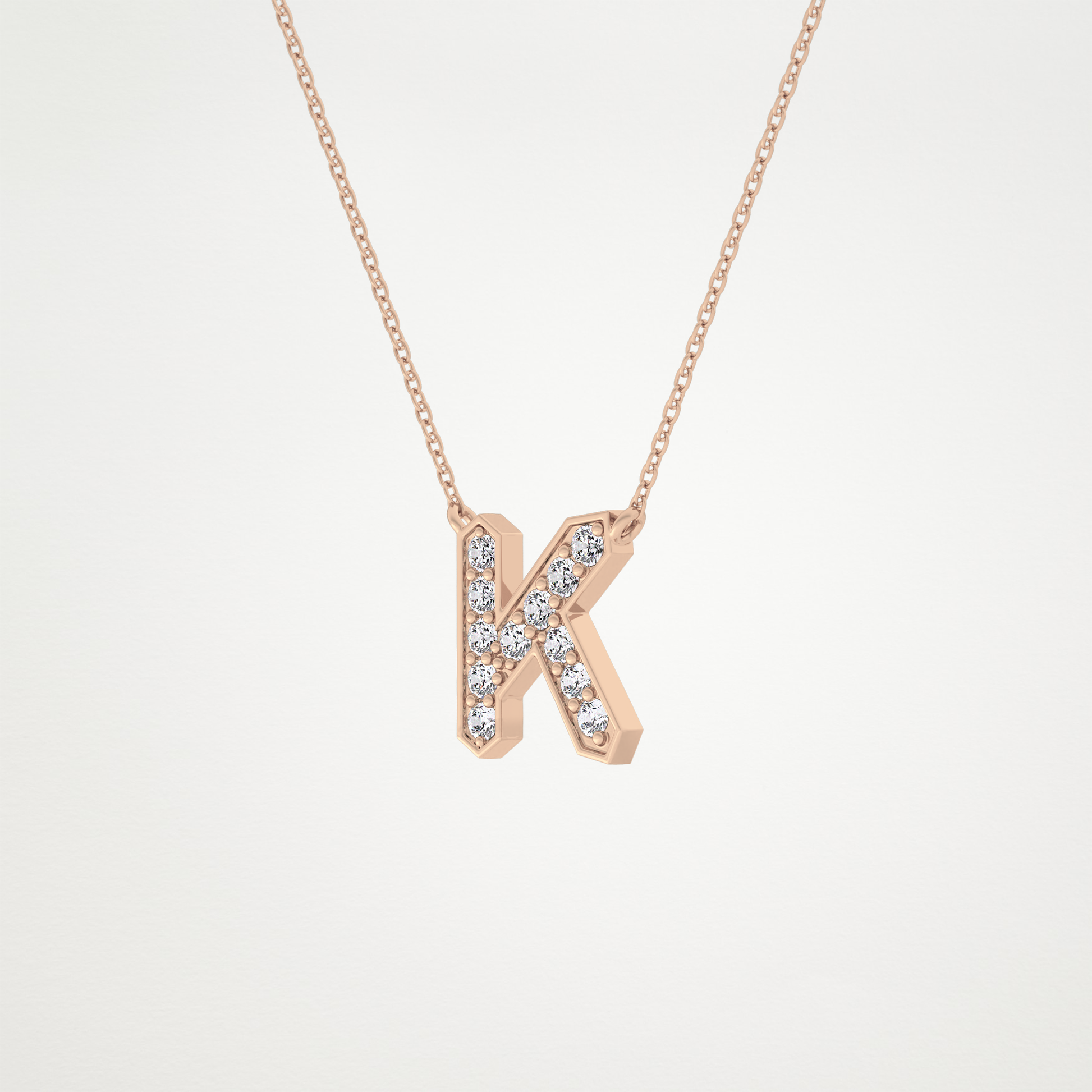 0.27 TCW Round Lab Grown Diamond K Initial Pendant Necklace