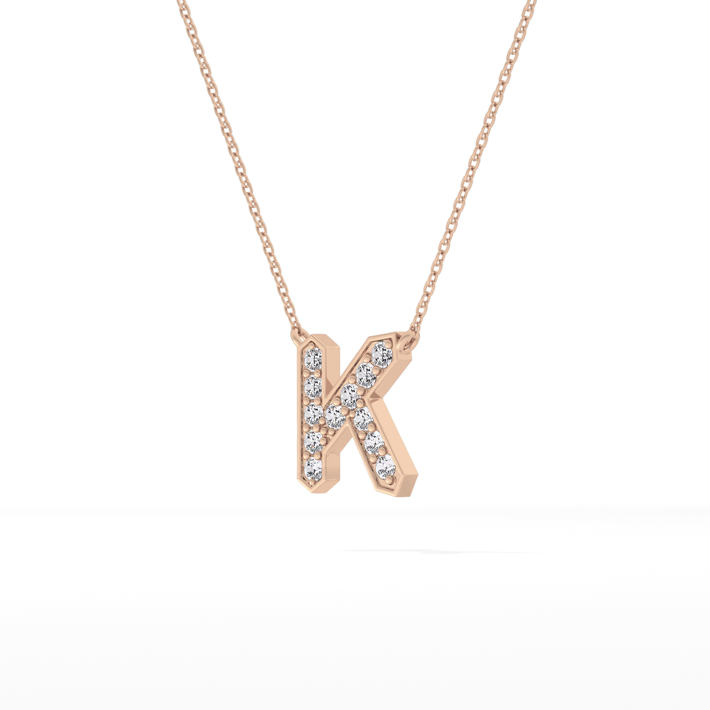 0.27 TCW Round Lab Grown Diamond K Initial Pendant Necklace