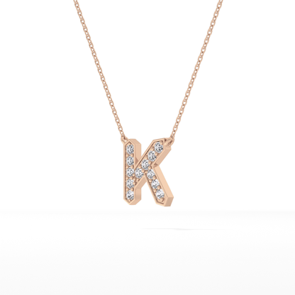 0.27 TCW Round Lab Grown Diamond K Initial Pendant Necklace