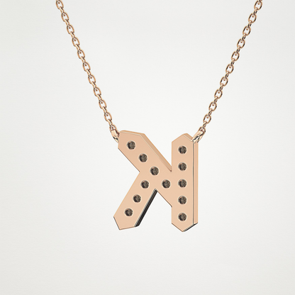 0.27 TCW Round Lab Grown Diamond K Initial Pendant Necklace