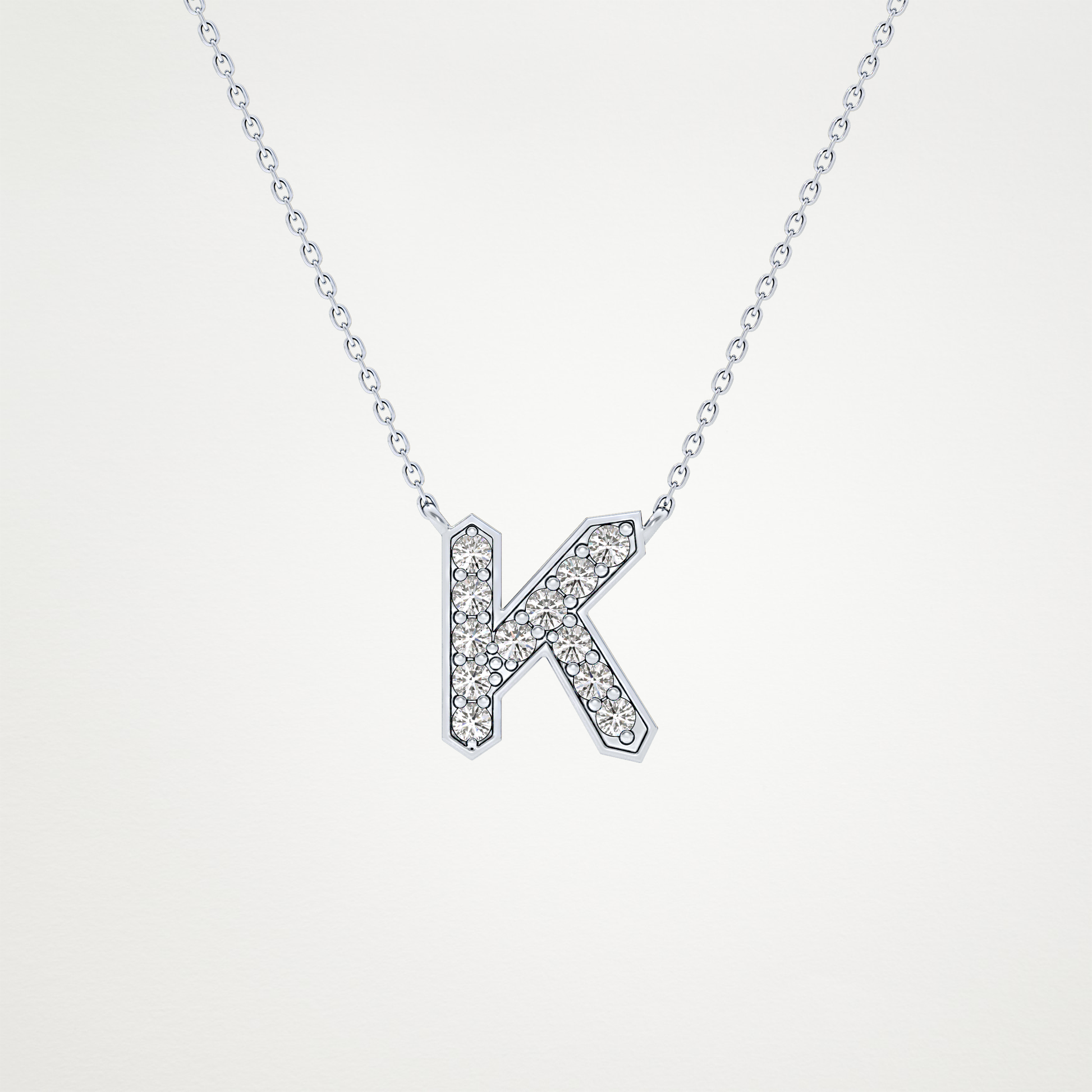 0.27 TCW Round Lab Grown Diamond K Initial Pendant Necklace