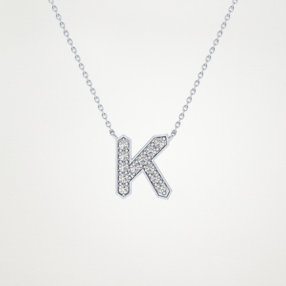 0.27 TCW Round Lab Grown Diamond K Initial Pendant Necklace