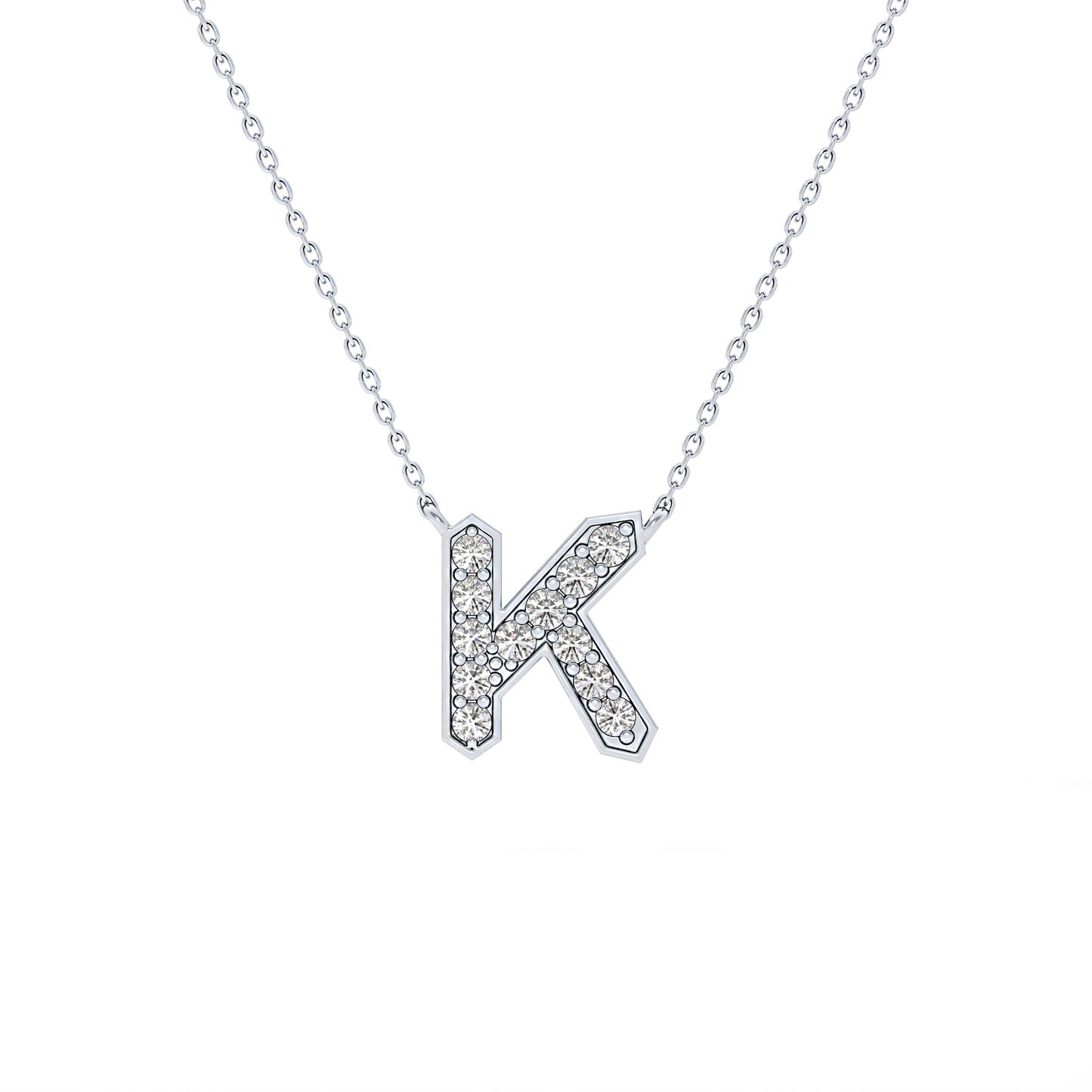 0.27 TCW Round Lab Grown Diamond K Initial Pendant Necklace