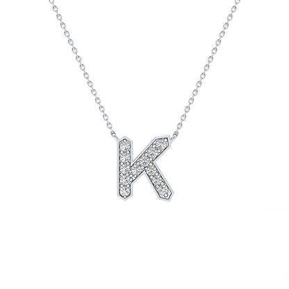 0.27 TCW Round Lab Grown Diamond K Initial Pendant Necklace