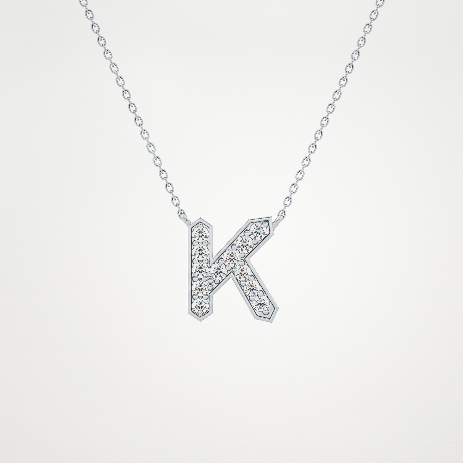 0.27 TCW Round Lab Grown Diamond K Initial Pendant Necklace