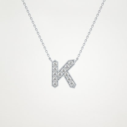 0.27 TCW Round Lab Grown Diamond K Initial Pendant Necklace