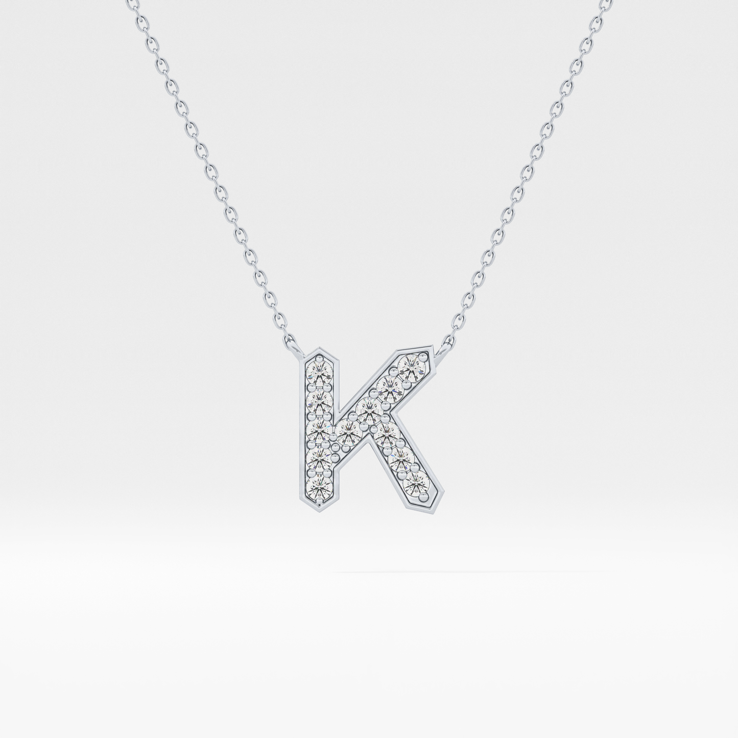 0.27 TCW Round Lab Grown Diamond K Initial Pendant Necklace