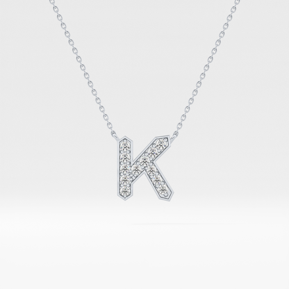 0.27 TCW Round Lab Grown Diamond K Initial Pendant Necklace