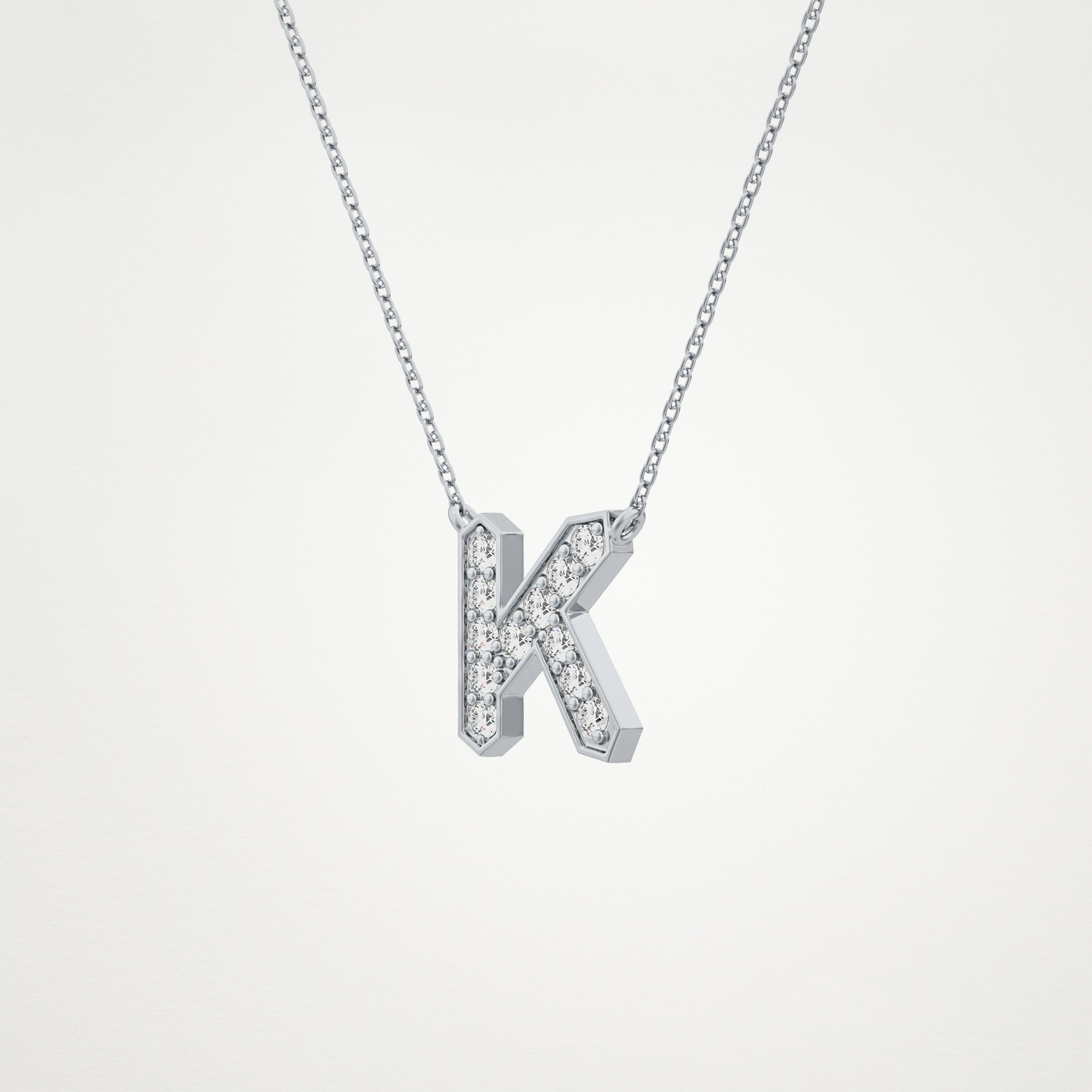 0.27 TCW Round Lab Grown Diamond K Initial Pendant Necklace