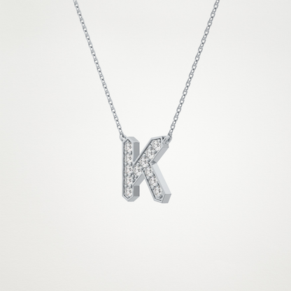 0.27 TCW Round Lab Grown Diamond K Initial Pendant Necklace