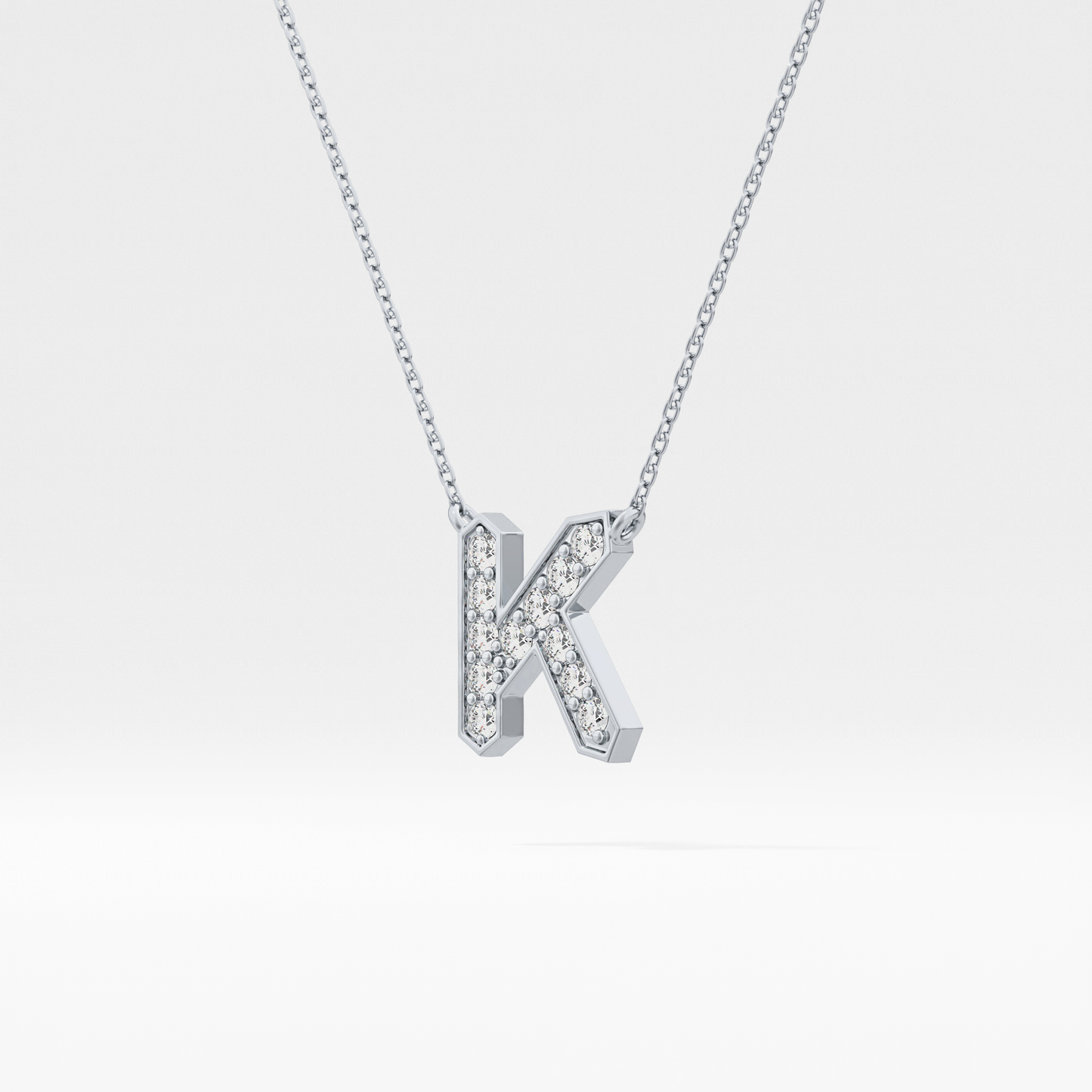 0.27 TCW Round Lab Grown Diamond K Initial Pendant Necklace