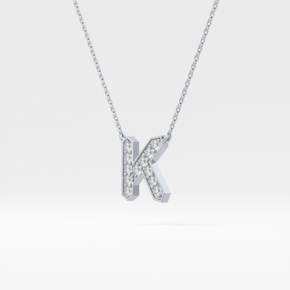 0.27 TCW Round Lab Grown Diamond K Initial Pendant Necklace