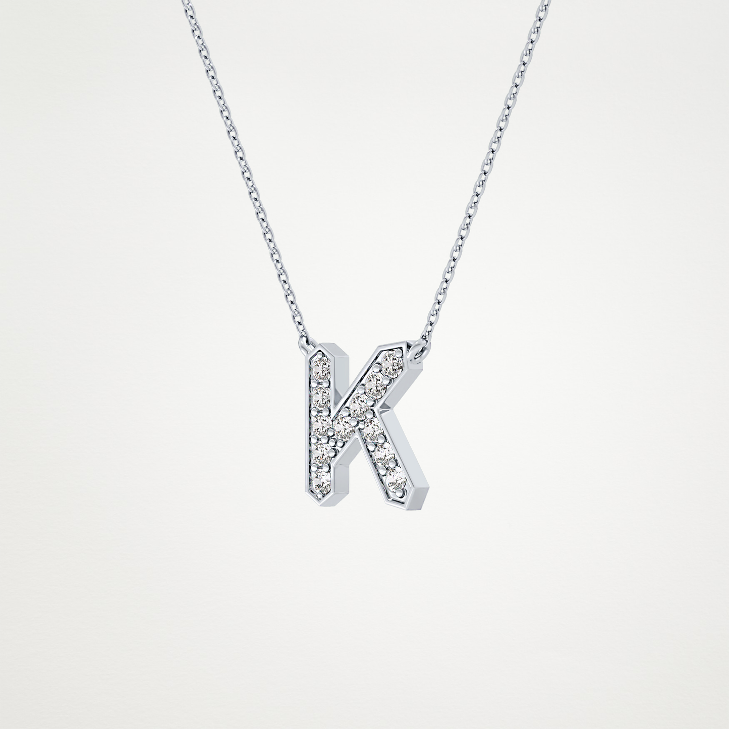 0.27 TCW Round Lab Grown Diamond K Initial Pendant Necklace