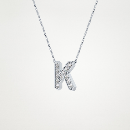 0.27 TCW Round Lab Grown Diamond K Initial Pendant Necklace