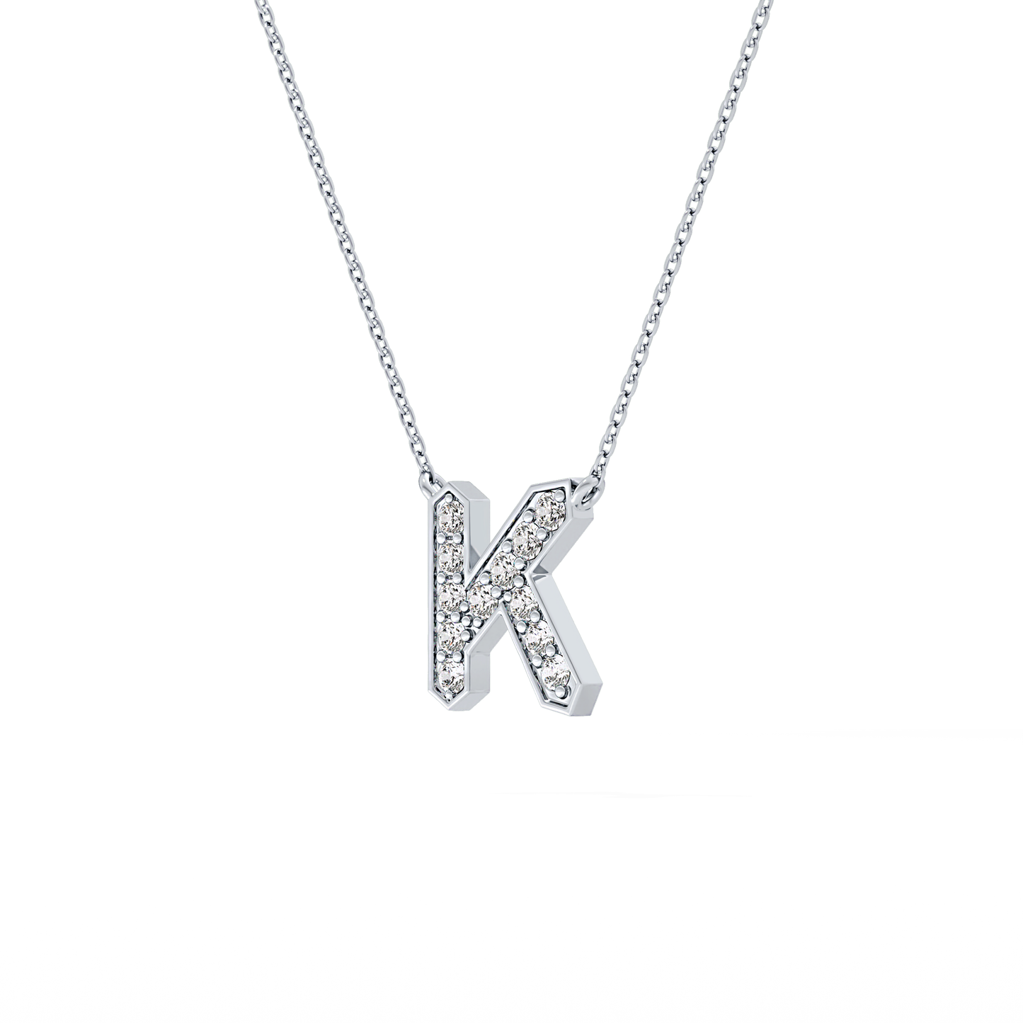 0.27 TCW Round Lab Grown Diamond K Initial Pendant Necklace