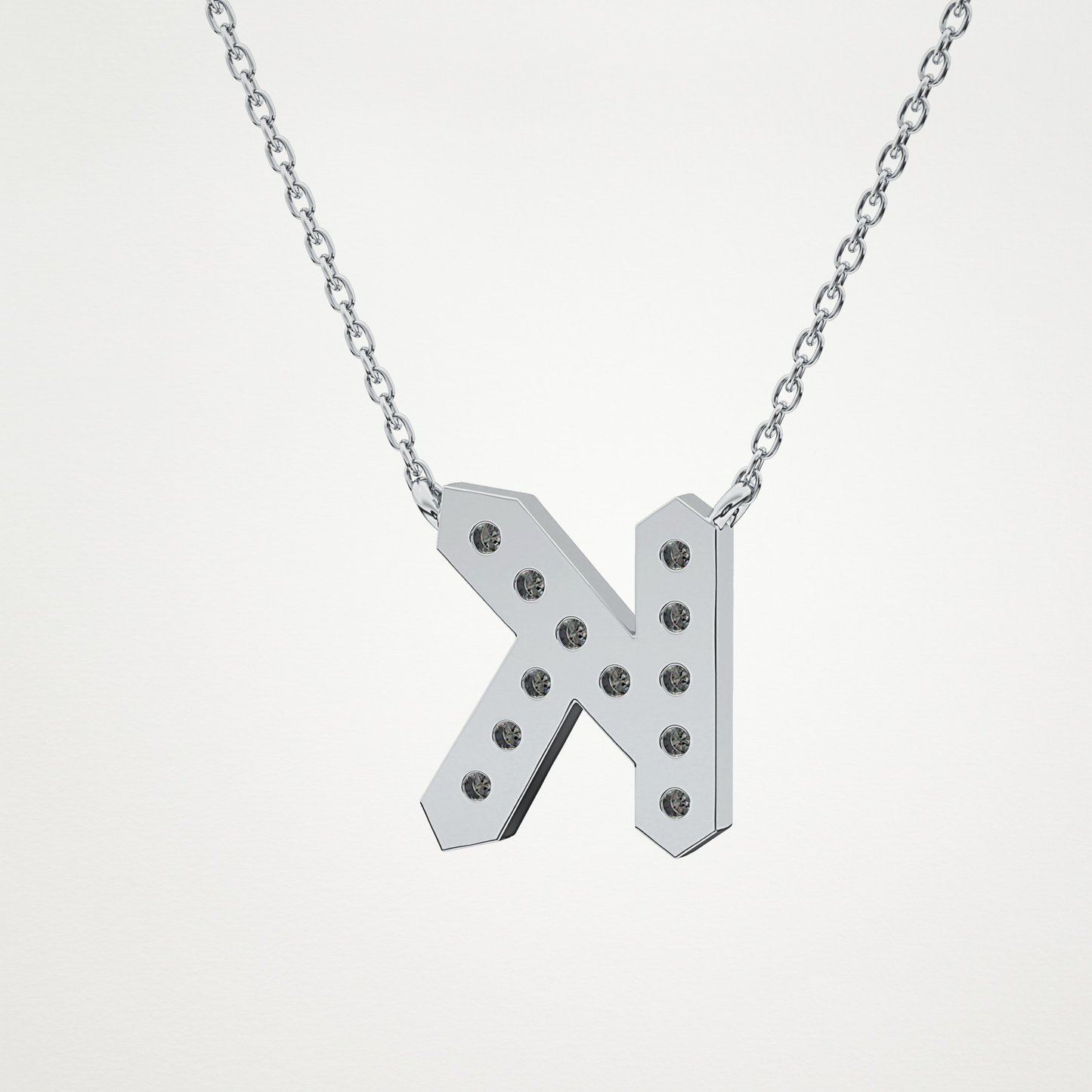 0.27 TCW Round Lab Grown Diamond K Initial Pendant Necklace