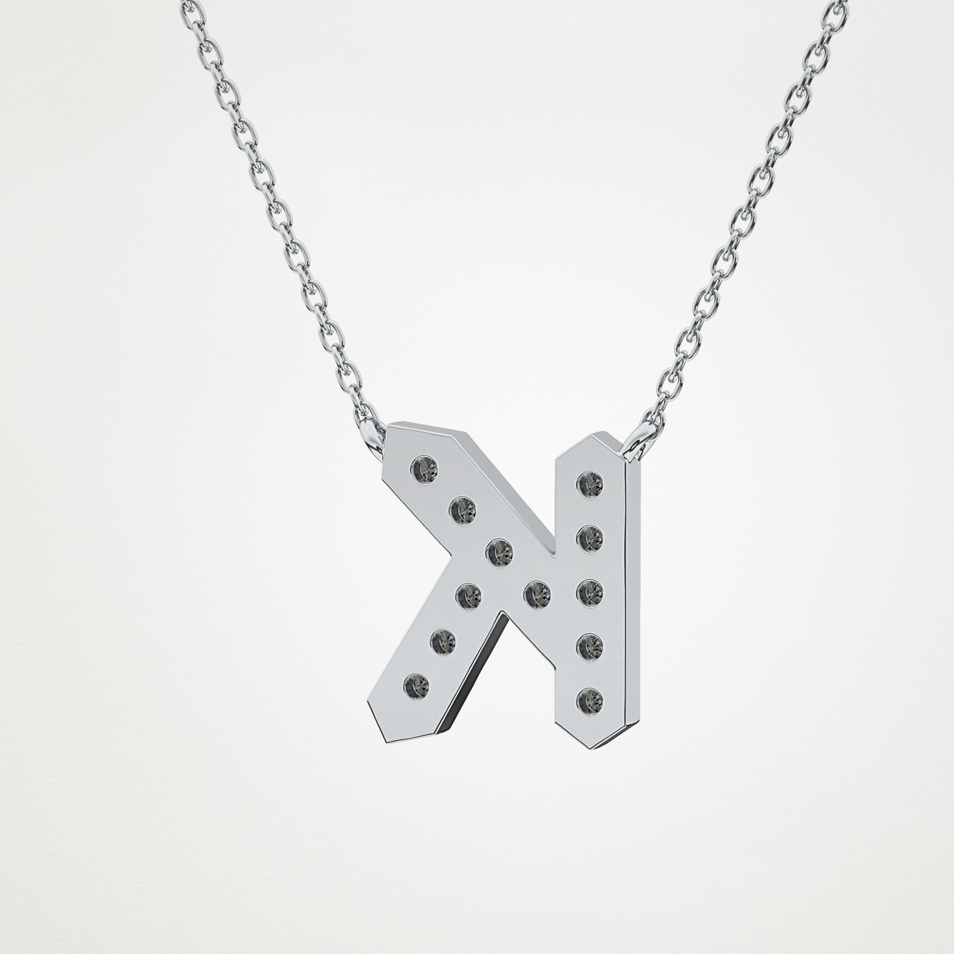 0.27 TCW Round Lab Grown Diamond K Initial Pendant Necklace