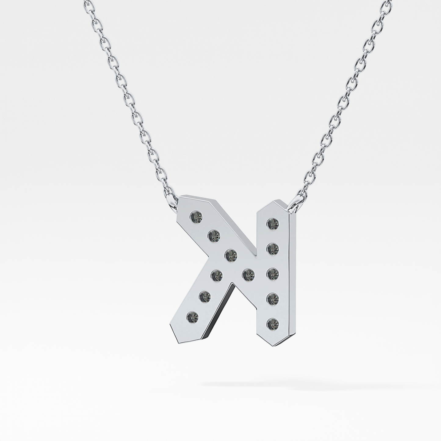 0.27 TCW Round Lab Grown Diamond K Initial Pendant Necklace
