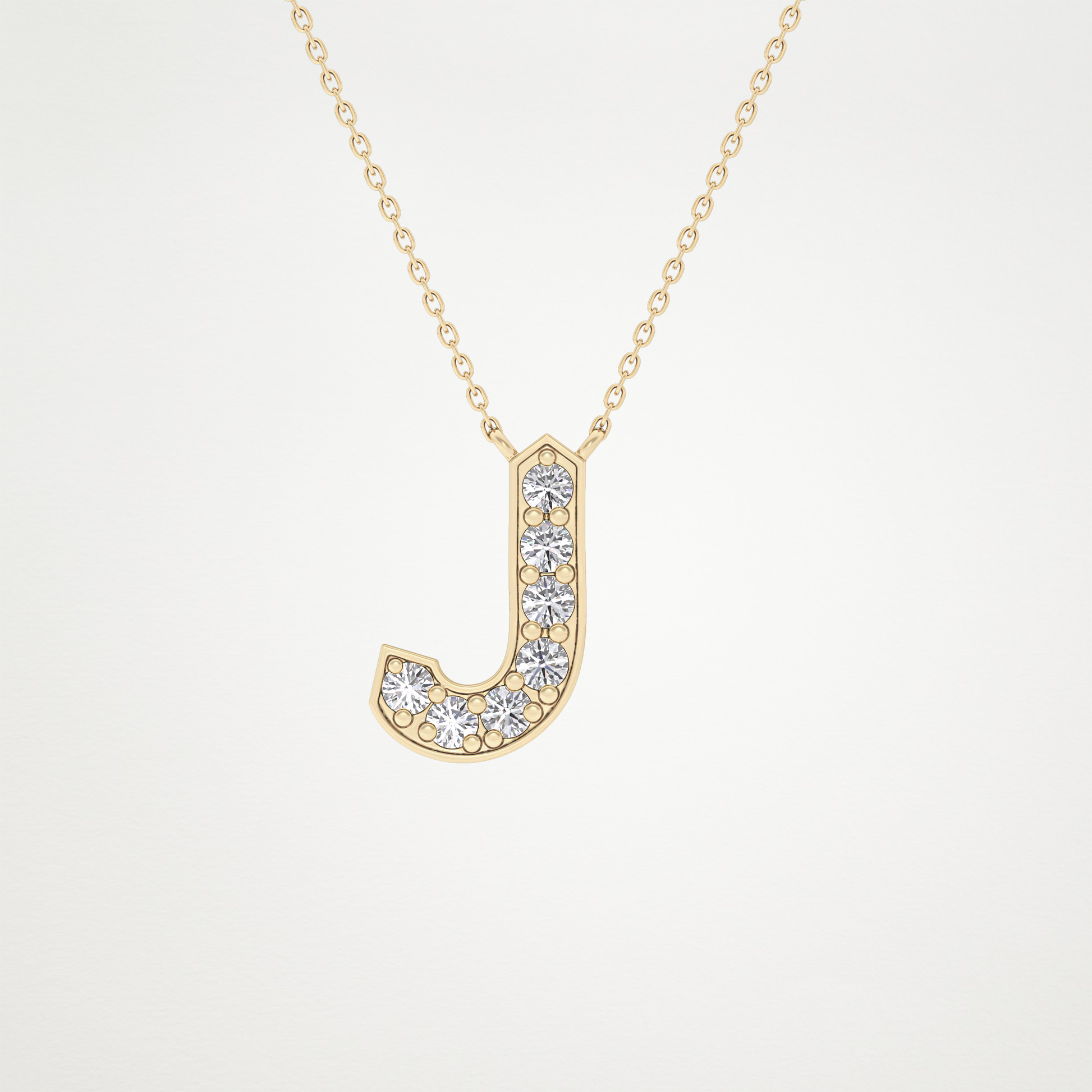0.356 TCW Round Lab Grown Diamond J Initial Pendant Necklace