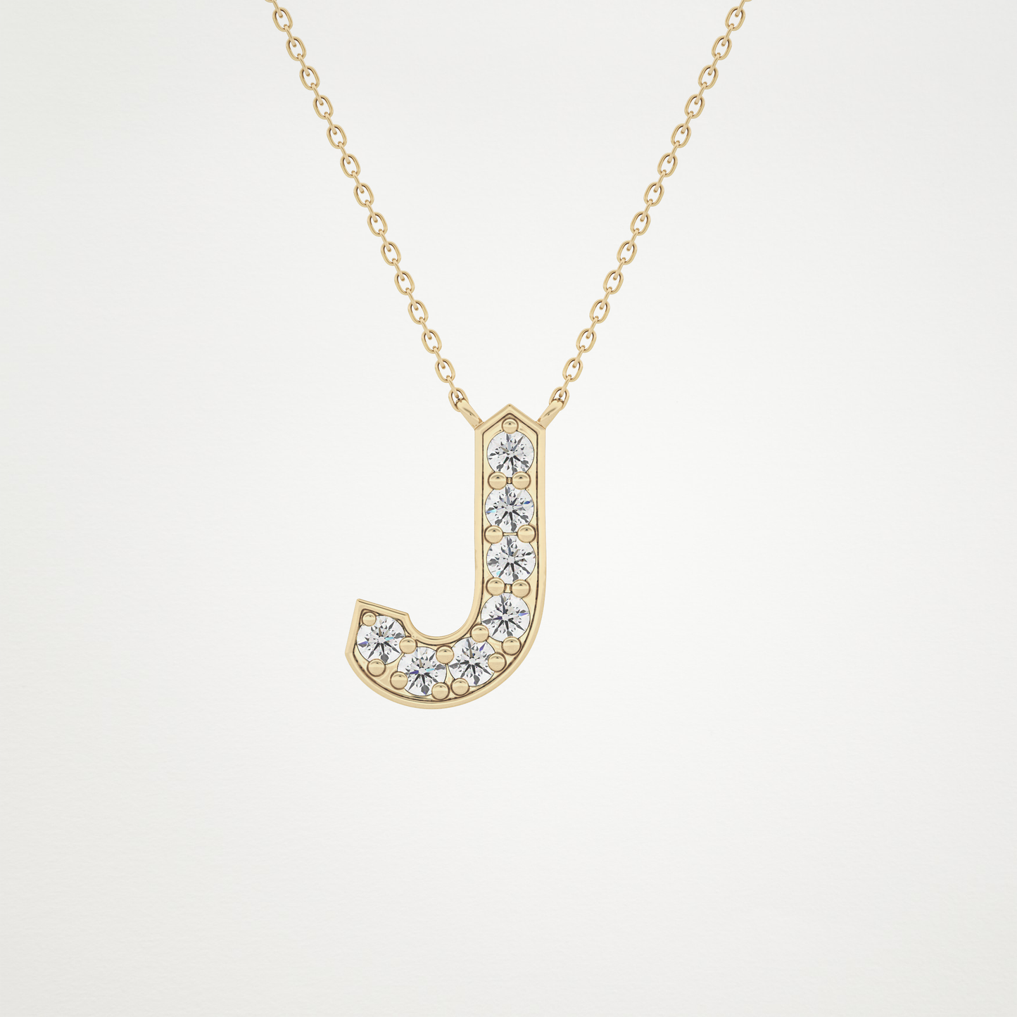 0.356 TCW Round Lab Grown Diamond J Initial Pendant Necklace